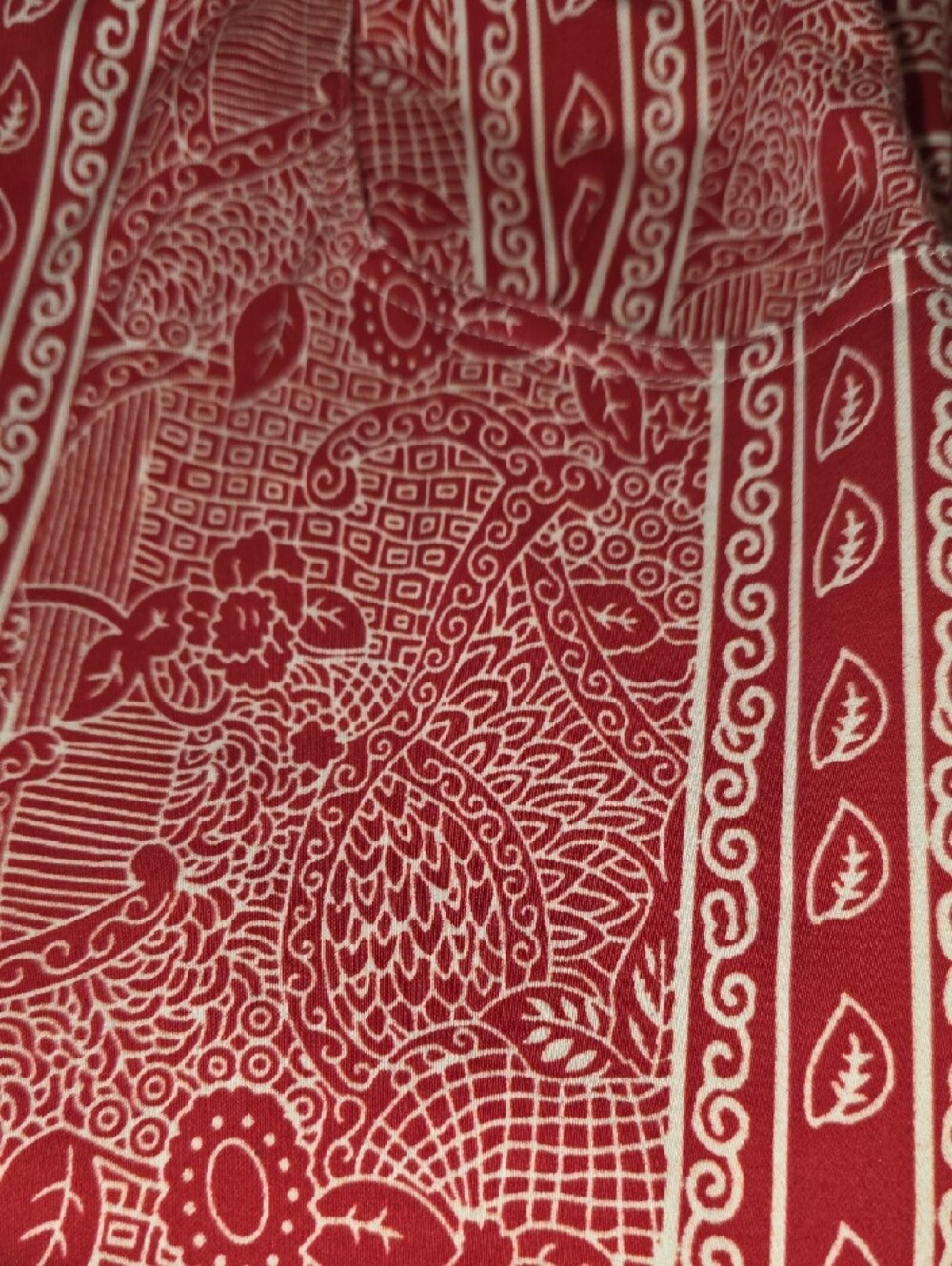 Printed Wide-Leg Cotton Pants in Pinky Red White Floral Paisley Medium (S) - Picture 11 of 12